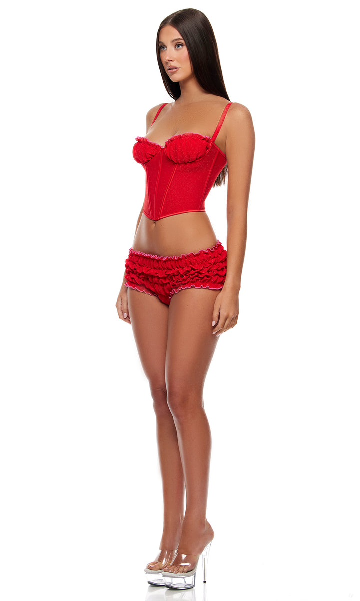 Shimmer Nights Ruched Bustier Lingerie Set