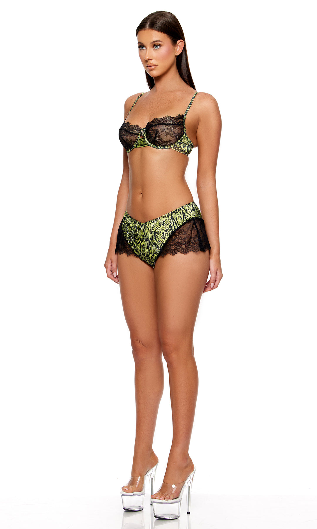 Second Skin Snake Satin Bra and Shorts Set