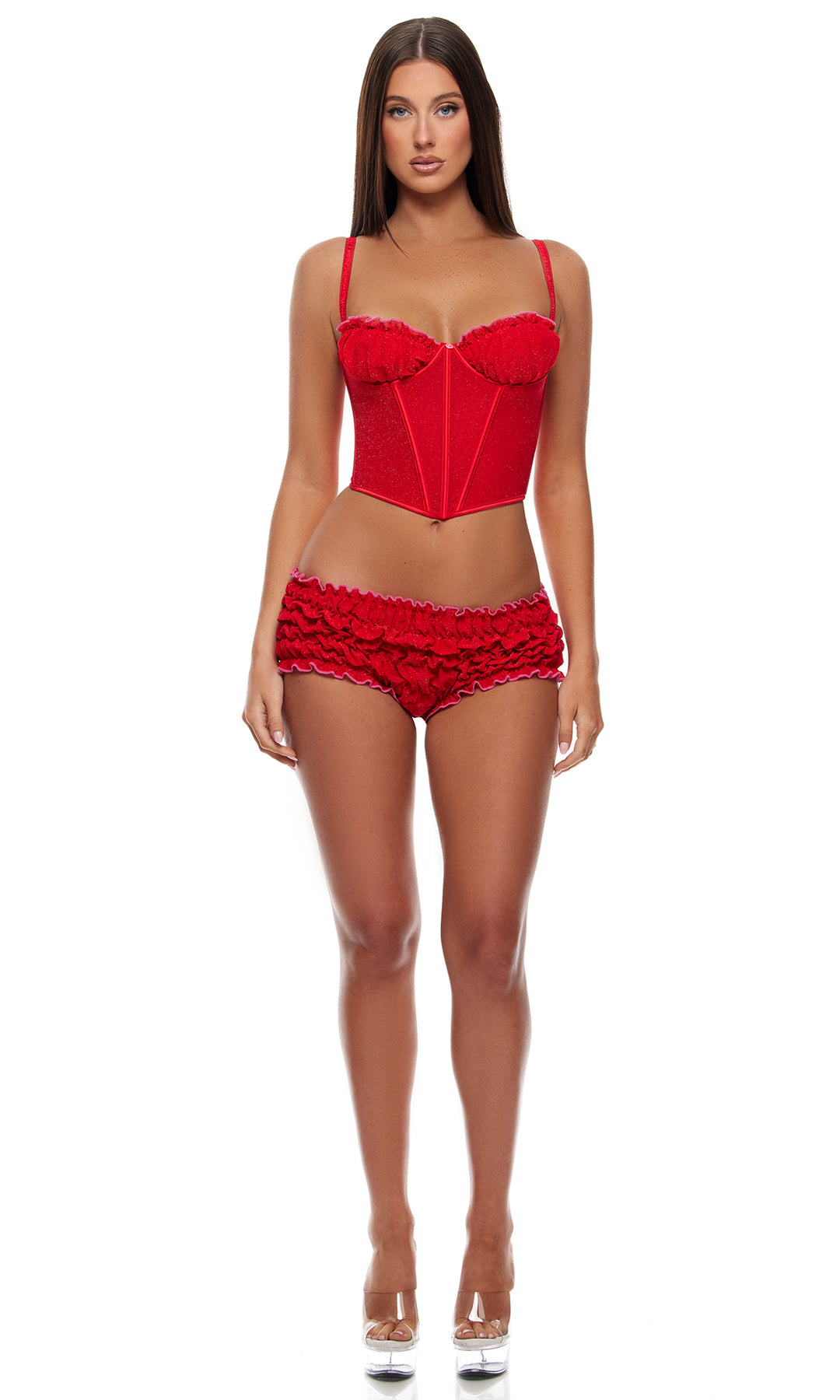 Shimmer Nights Ruched Bustier Lingerie Set