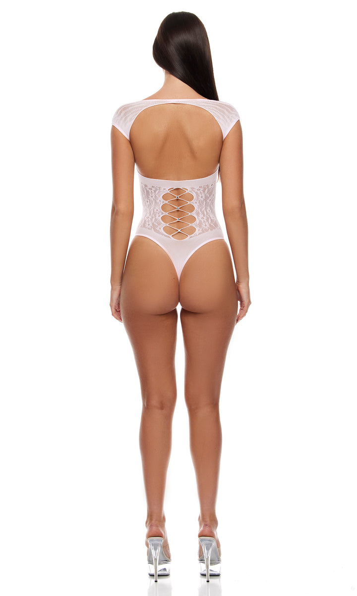 Cross Your Mind Teddy Bodystocking - Light Pink