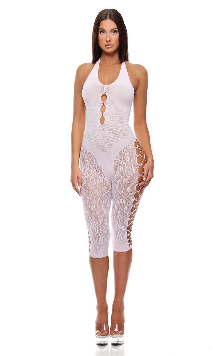 Cross Your Mind Capri Bodystocking - Light Pink