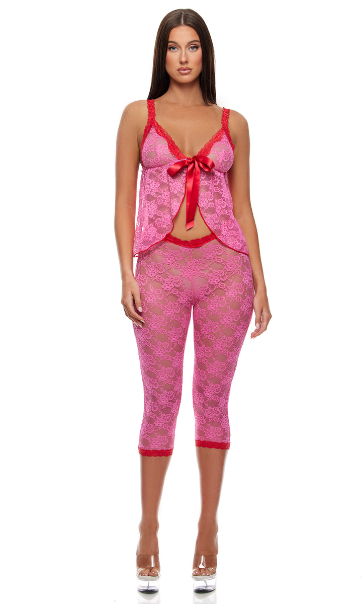 Lounge Affair Babydoll Cami and Capris Lingerie Set