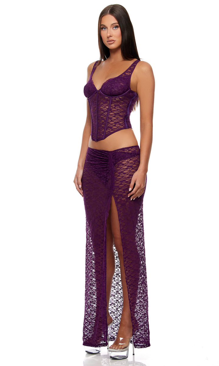 Feel Me Textured Lace Bustier Lingerie Set