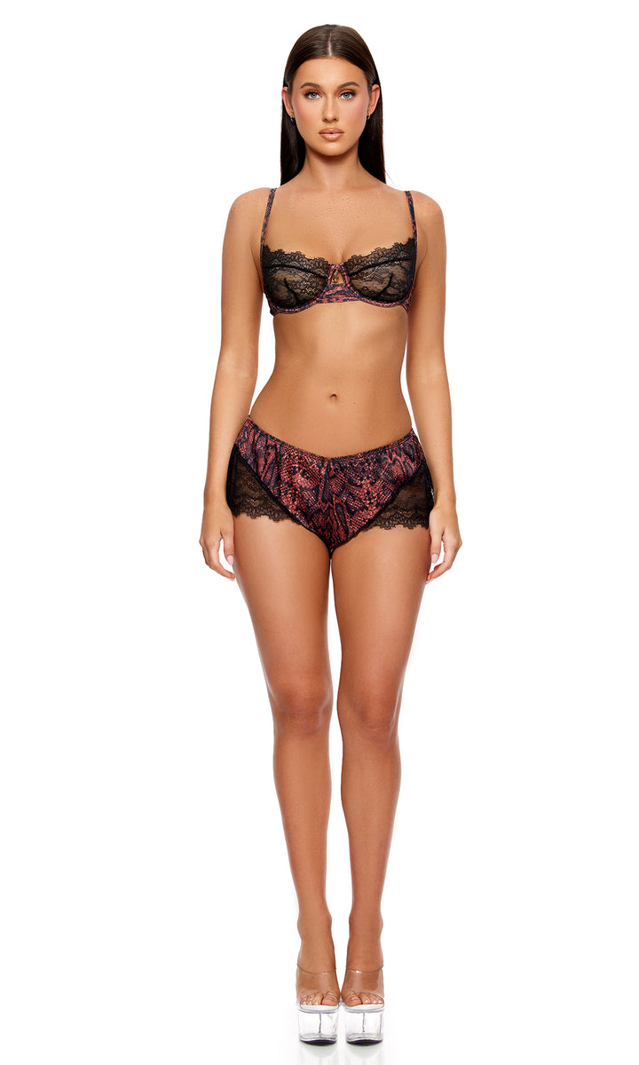 Second Skin Snake Satin Bra and Shorts Set