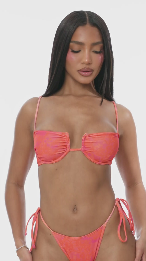 Night Swim Ruched 2pc. Bikini Set - Orange Combo