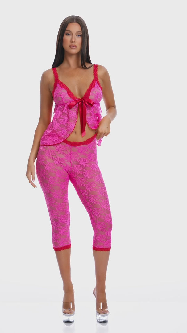 Lounge Affair Babydoll Cami and Capris Lingerie Set