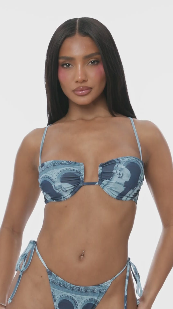 Poolside Cabana Ruched 2pc. Bikini Set - Blue