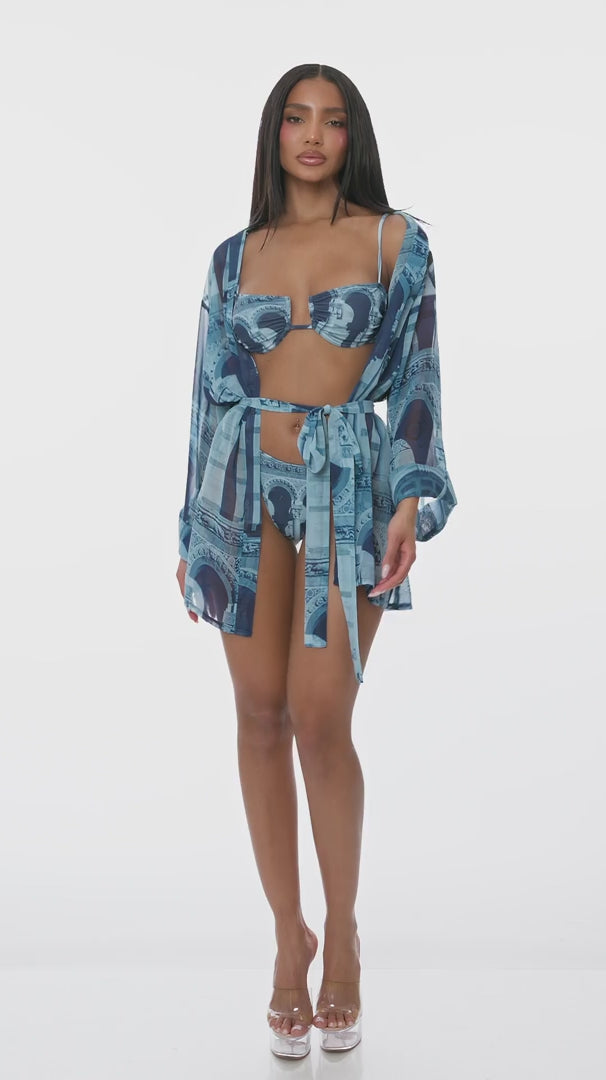 Poolside Cabana 2pc. Coverup Kimono - Blue