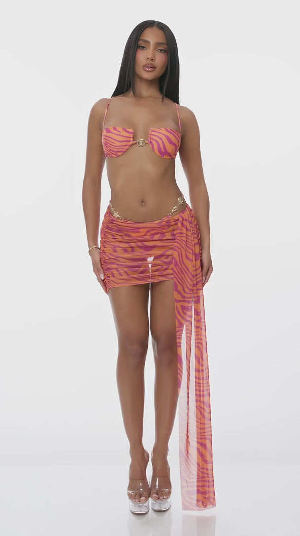 Wild Getaway Coverup Mini Skirt - Pink Combo