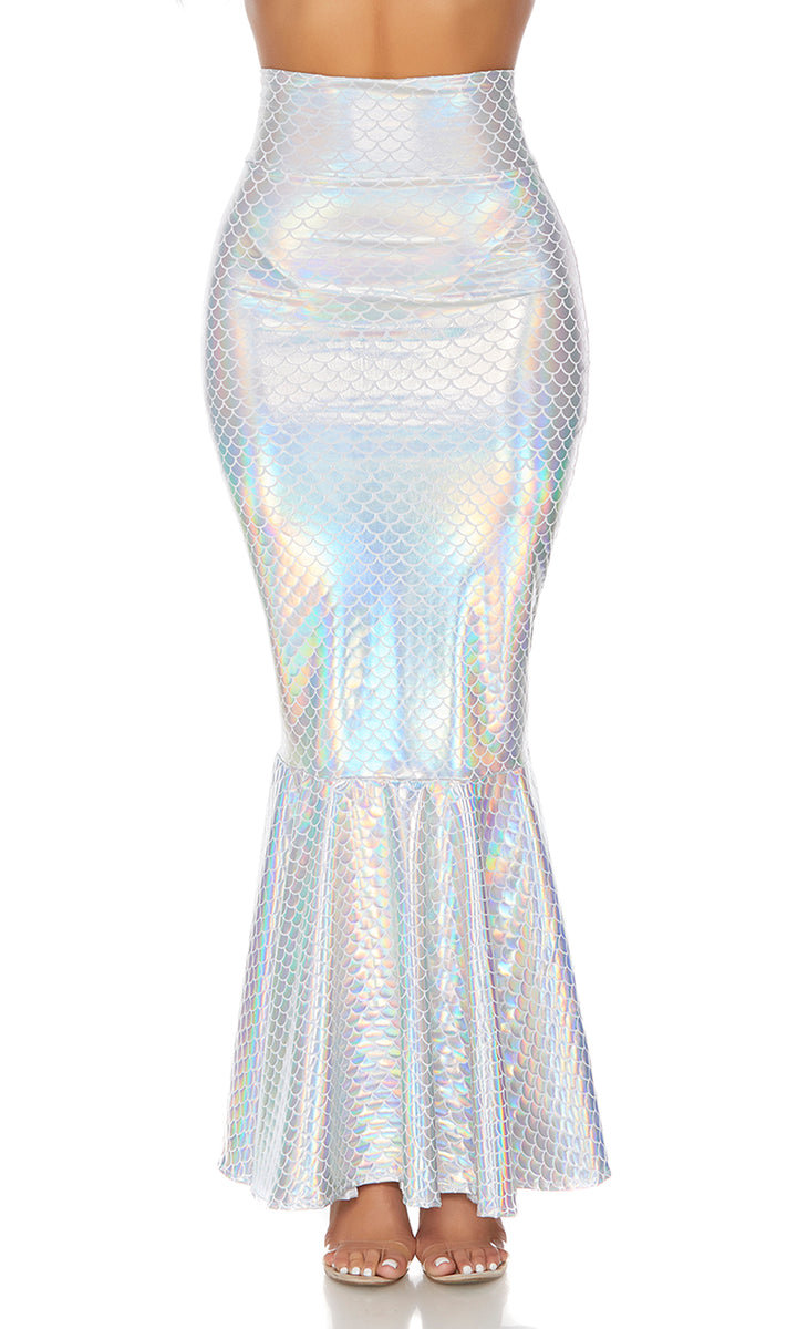 Hologram Mermaid Skirt with Wide Band