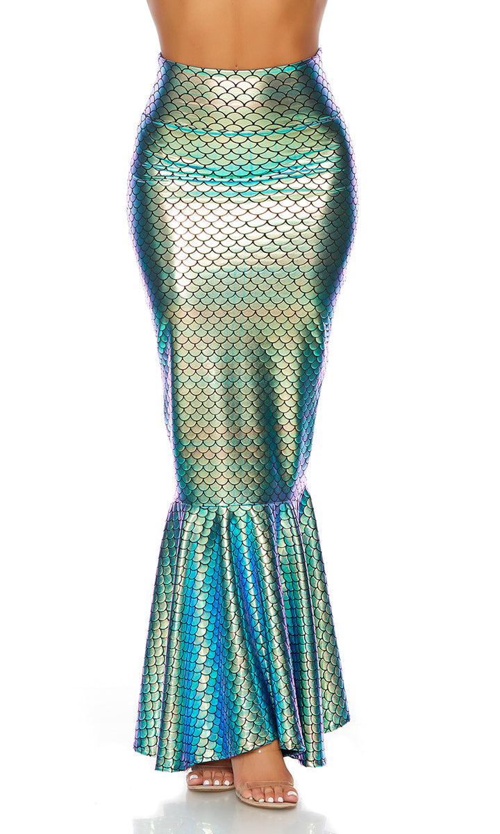 Hologram Mermaid Skirt with Wide Band