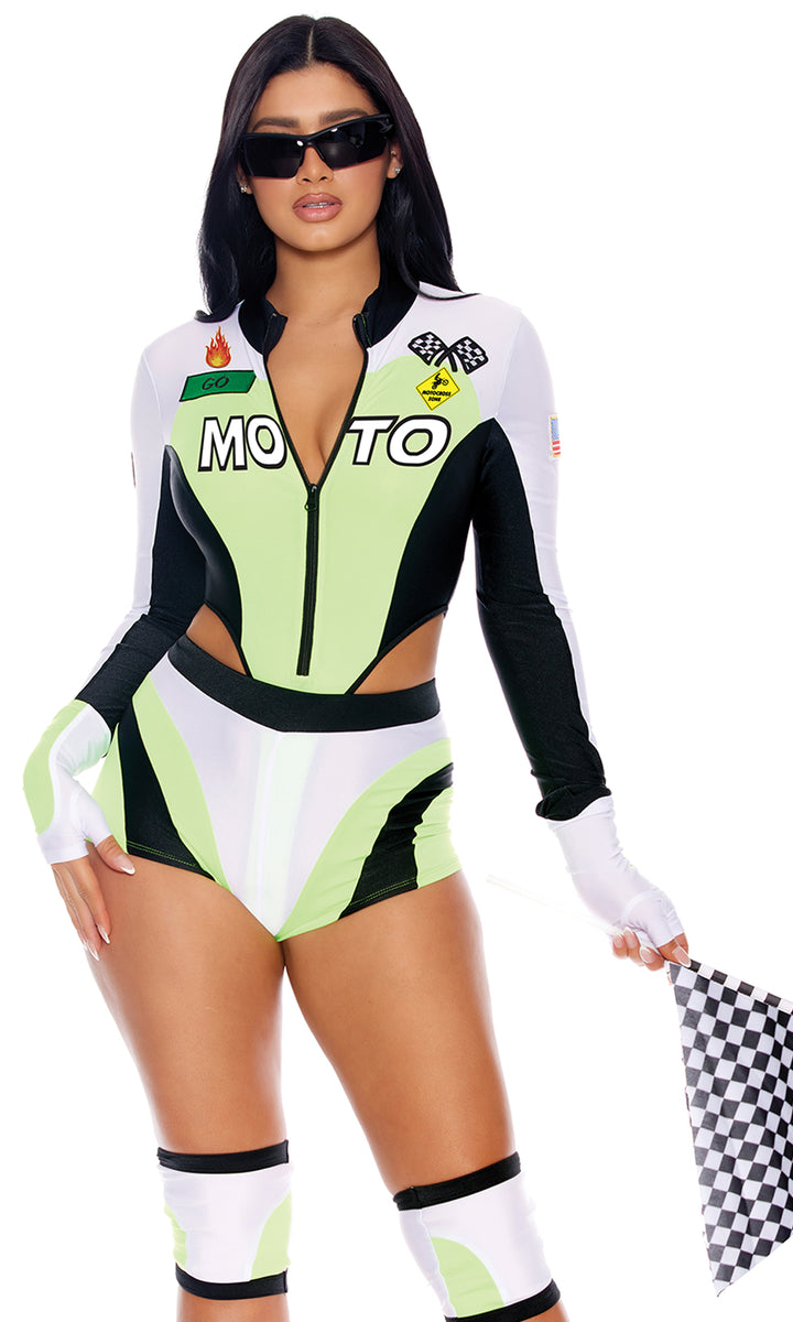 Green Light Go Sexy Motocross Racer Costume